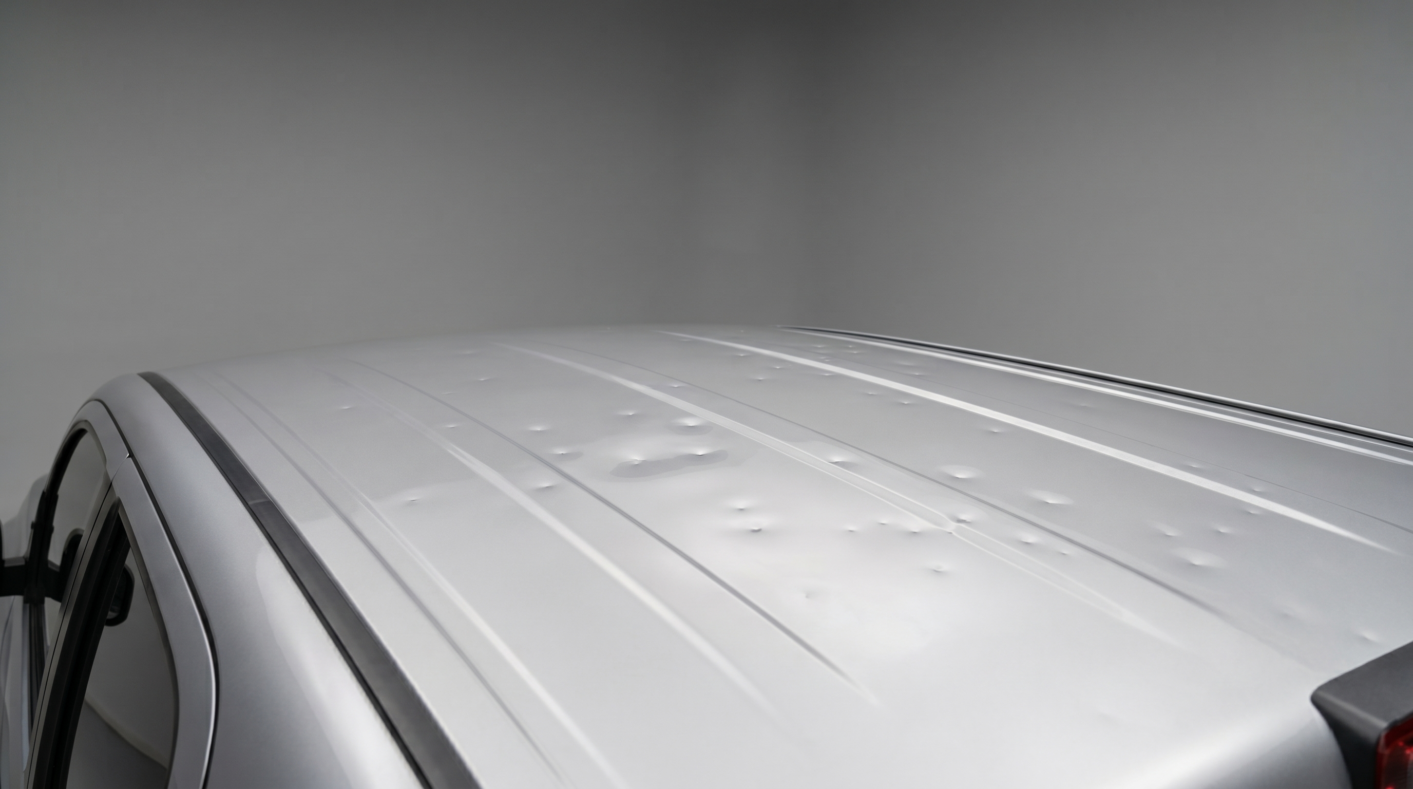 Hail damage roof — paintless dent repair before and after — before